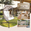 Swing Egg Chair with Stand Indoor Outdoor Wicker Rattan Frame 350lbs Capacity Hammock Chair for Patio Bedroom with Sunshade Clot - Korvel
