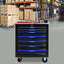 7 DRAWERS MULTIFUNCTIONAL TOOL CART WITH WHEELS-BLACK+BLUE - Korvel