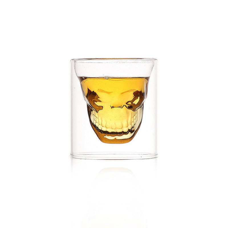 Double layered skull glass, creative bar glass, transparent insulated water glass, skull glass, beer glass, imprisoning pirates - Korvel