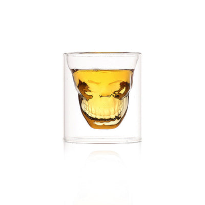 Double layered skull glass, creative bar glass, transparent insulated water glass, skull glass, beer glass, imprisoning pirates - Korvel