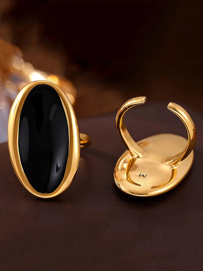 Anillo Abierto Elíptico en Acero Inoxidable - Lujo Francés Ligero