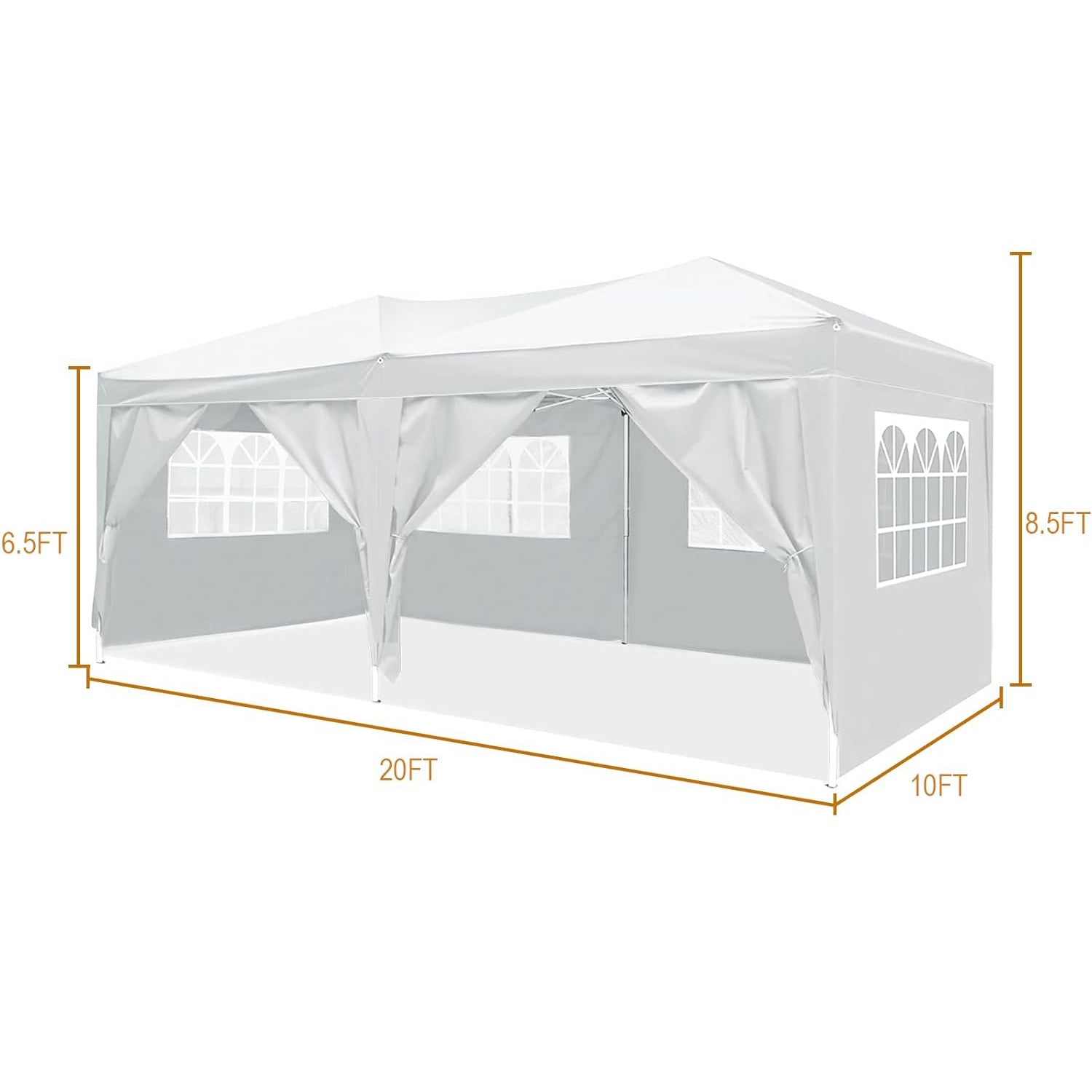 10'x20 'folding canopy with 6 detachable side walls outdoor activity shelters UPF 50+terrace portable tent (white) - Korvel