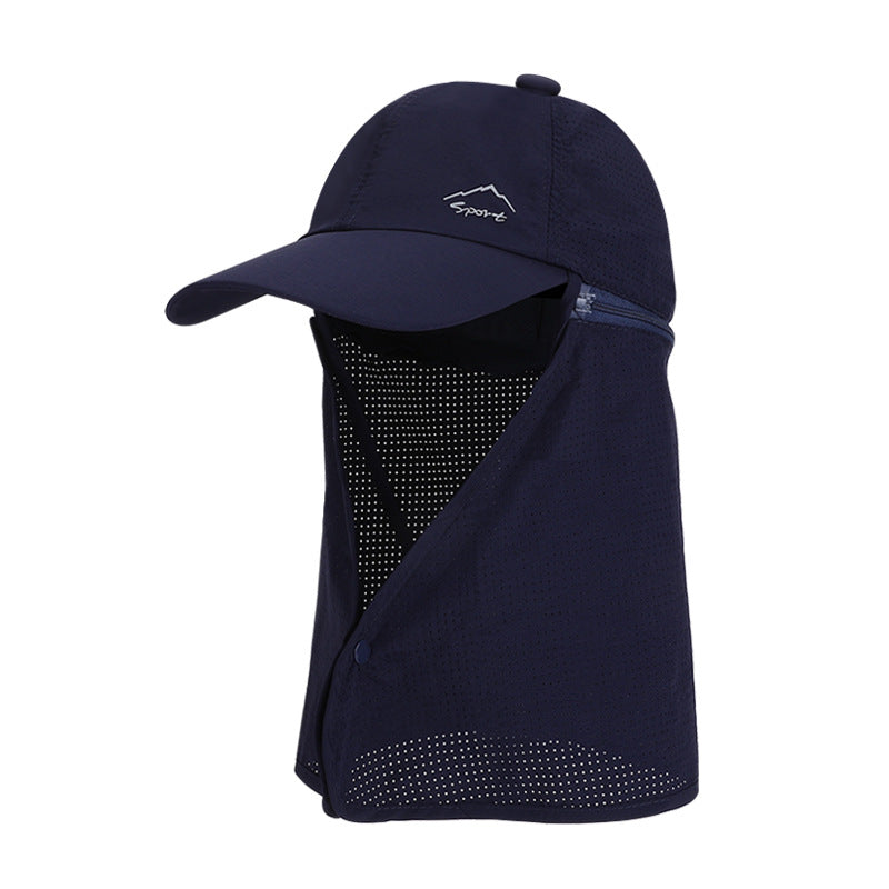 1pc Summer Baseball Cap with Detachable 360° Neck Sun Flap. For men, hiking, fishing, outdoor. - Korvel