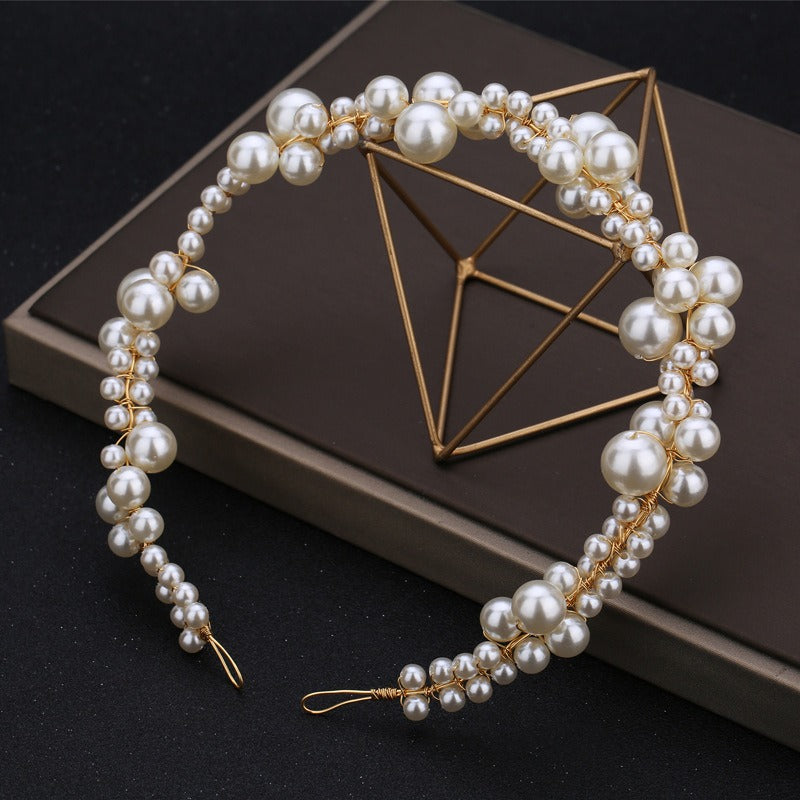 Handmade pearl twisted bead beaded soft chain headband headwear - Korvel