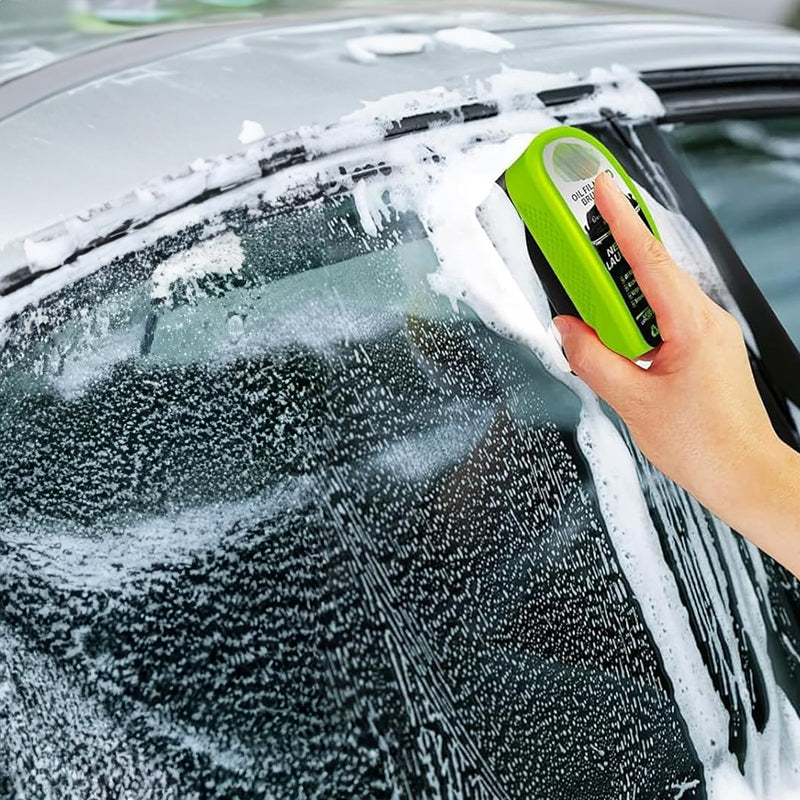 Car Glass Oil Film Remover with Sponge Cleaning Brush, Ideal for Front Inner Windshield Cleaning - Korvel