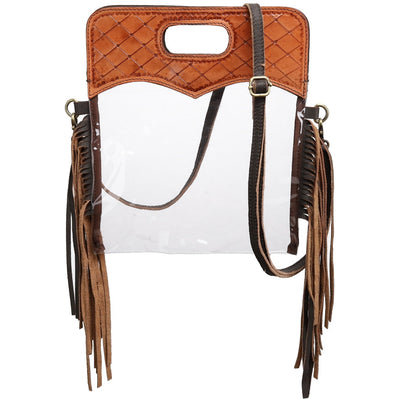 Stylish Clear Crossbody Bag with Leather Accents - Korvel