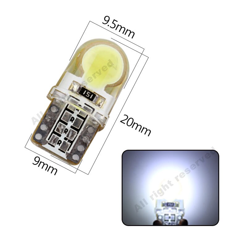 10Pcs Auto T10 Led Cold White 194 W5W LED 168 COB Silica Car Super Bright Turn Side License Plate Light Lamp Bulb DC 12V - Korvel