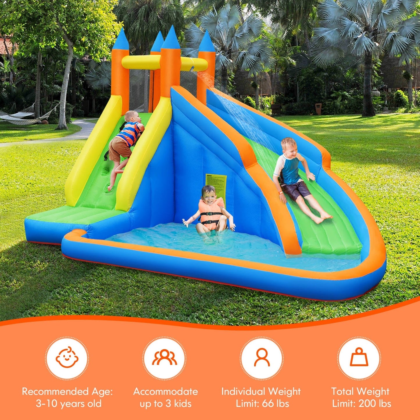 Inflatable Mighty Bounce House Jumper with Water Slide