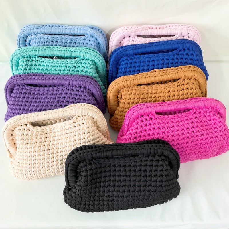 Women's Hand-Crocheted Dumpling Clutch Bag