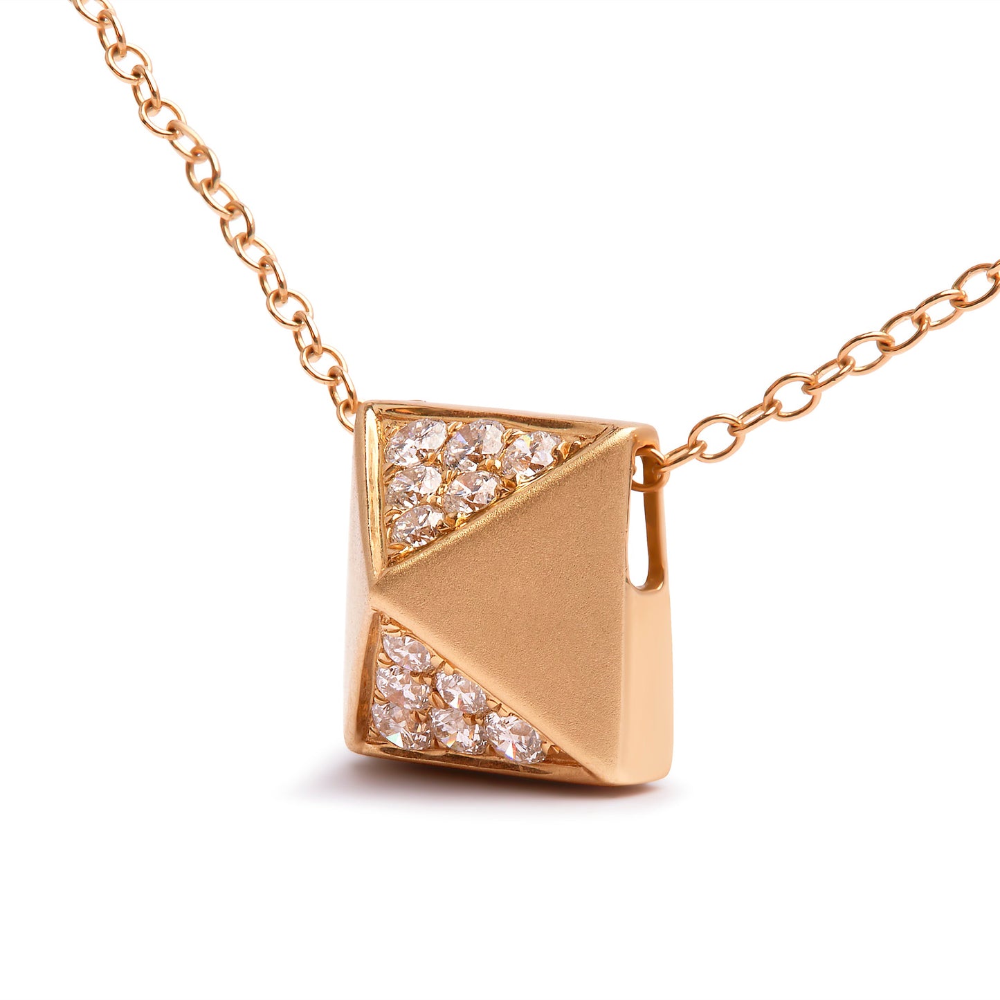 Collier Pendentif Pyramid en Diamant en Or Jaune 14K - 18 Pouces