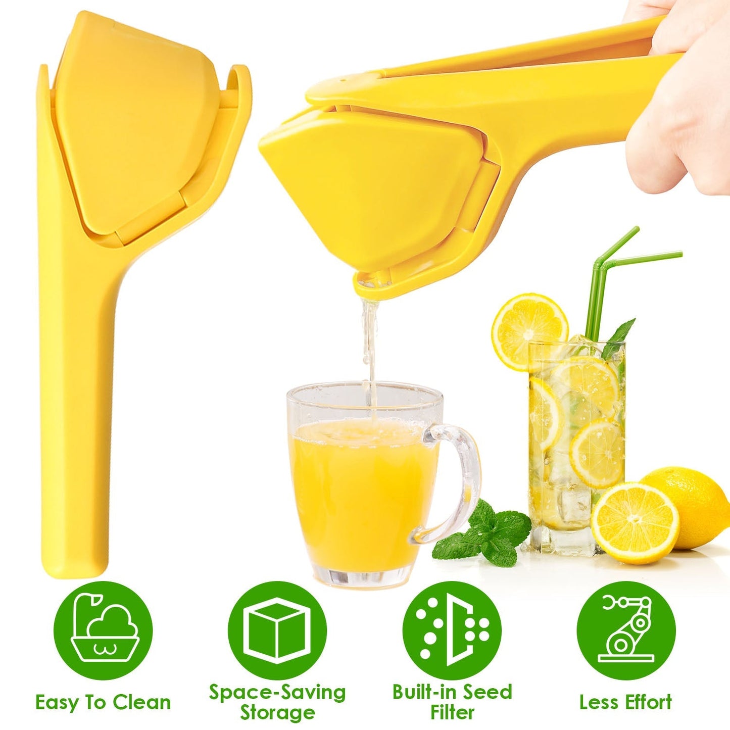 Premium Manual Lemon Squeezer with Fold Flat Design