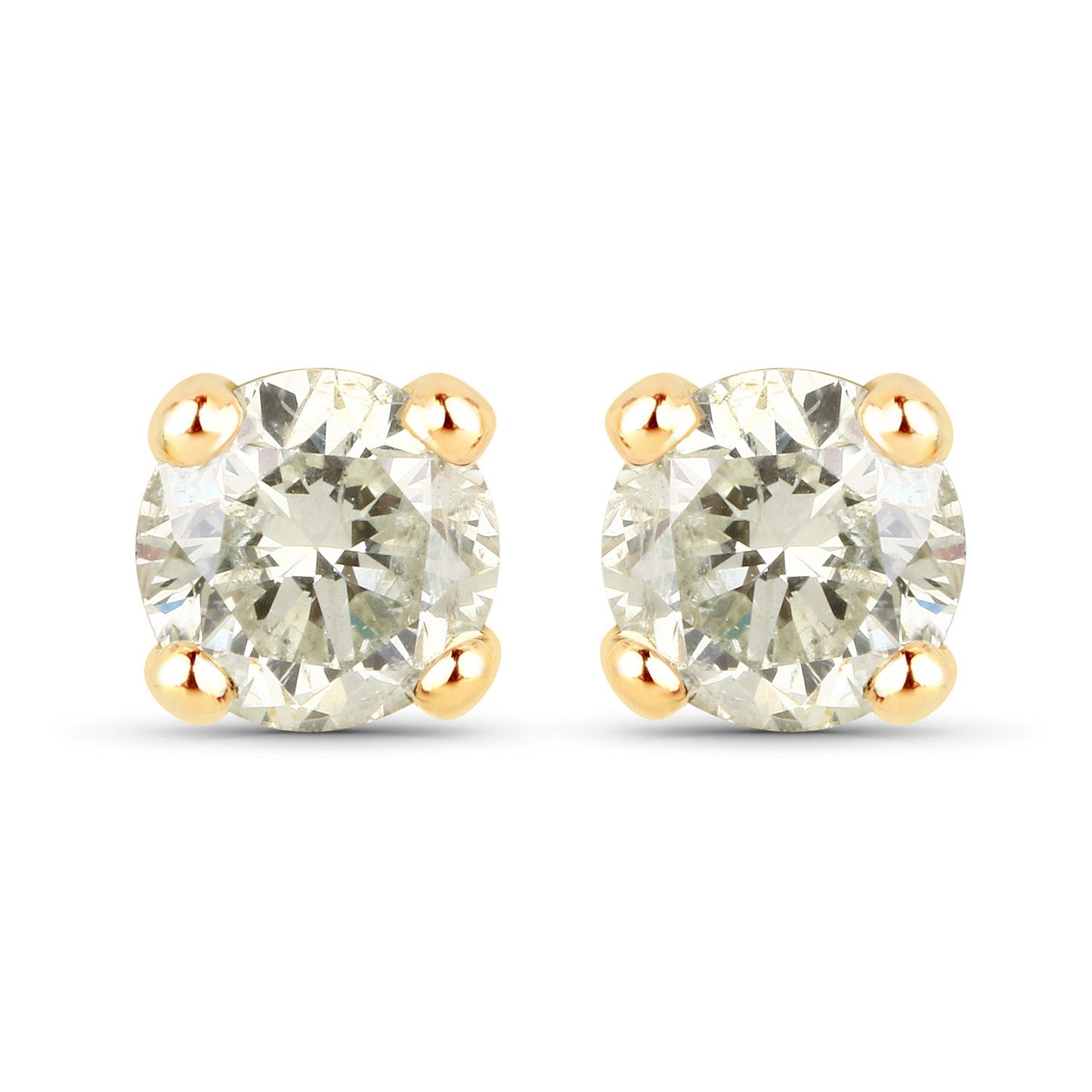 Boucles d'oreilles en or jaune 14K avec diamant LB de 0,86 carat