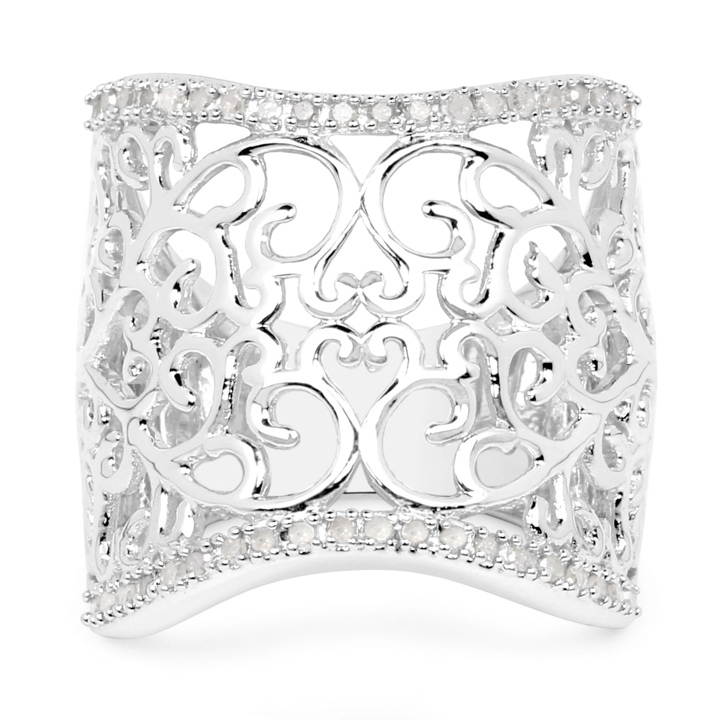 0.25 Carat Genuine White Diamond Sterling Silver Engagement Ring