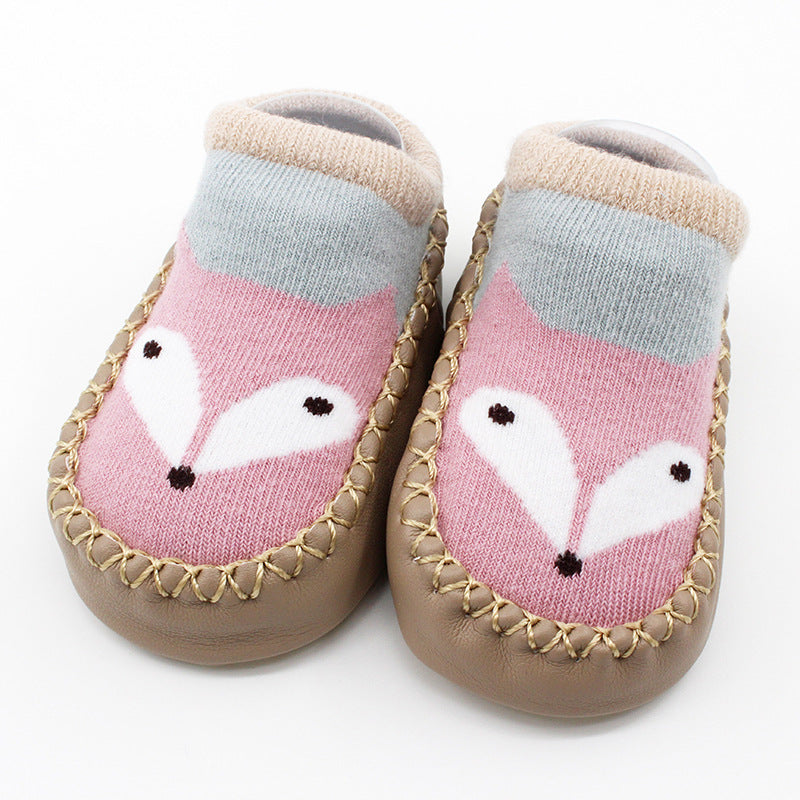 Spring And Autumn New Baby Shoes And Socks Soft Bottom Cartoon Children's Floor Toddler Socks Non-Slip Leather Bottom Cotton Socks Baby Socks - Korvel