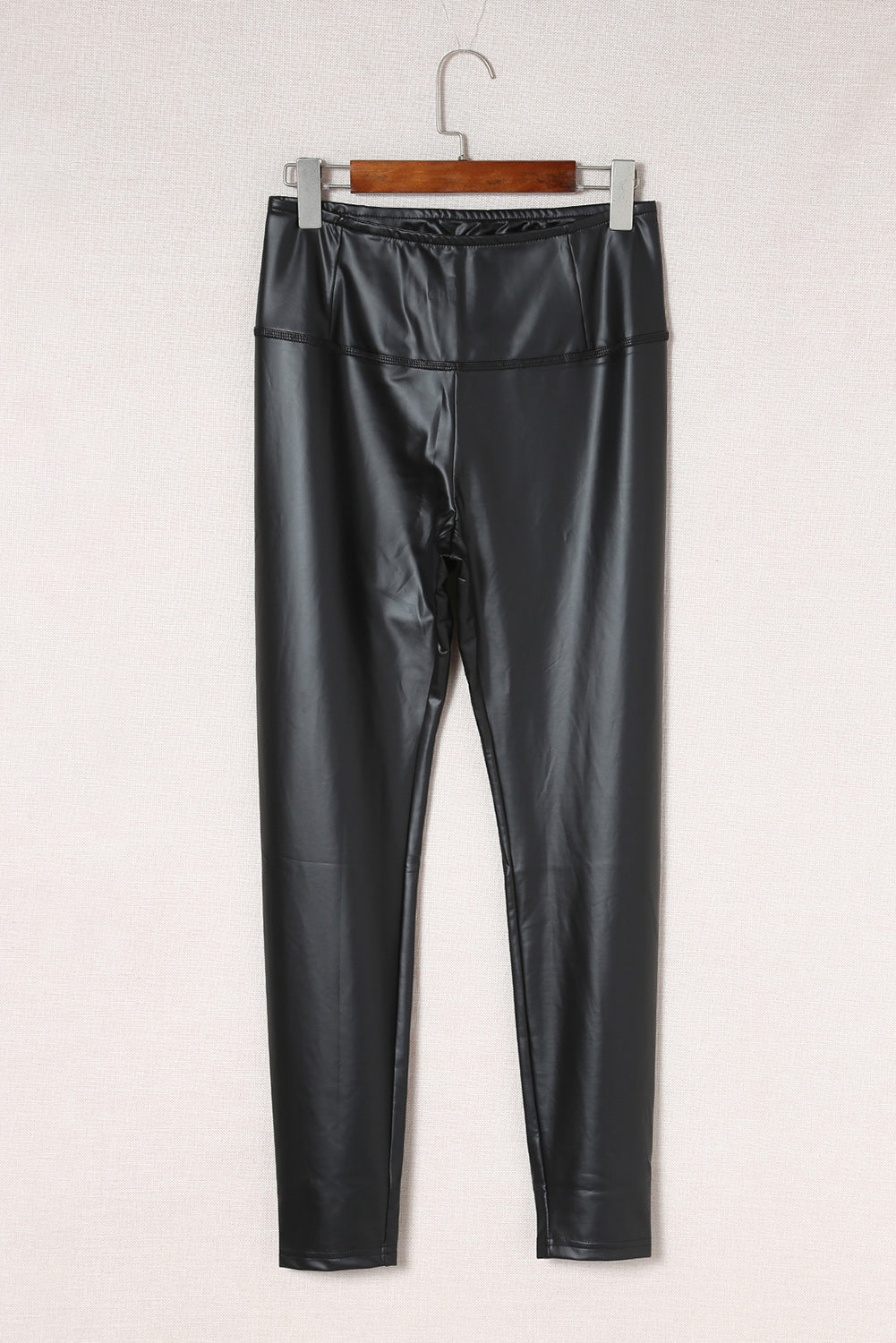 Black Faux Leather High Waist Leggings - Korvel
