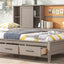 Twin Size Lounge Daybed with Storage Shelves, Cork Board, USB Ports and 3 Drawers, Antique Gray - Korvel