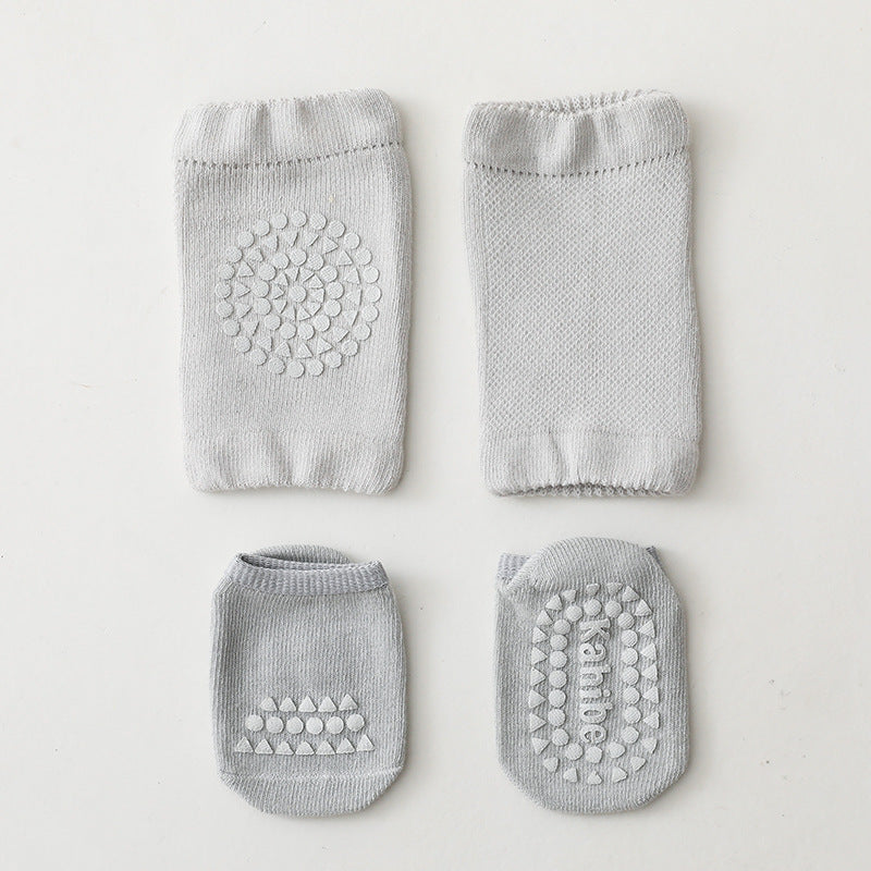 Summer New Knee Pad Socks Set Knee Pad Baby Floor Socks Set Toddler Socks Baby Non-Slip Crawling Sports Protection - Korvel
