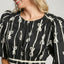 Elegant Black Ribbon Print Dress for Women