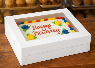 19" x 14" x 6 1/2" White Half Sheet Window Cake - 6ct or 12ct - Korvel