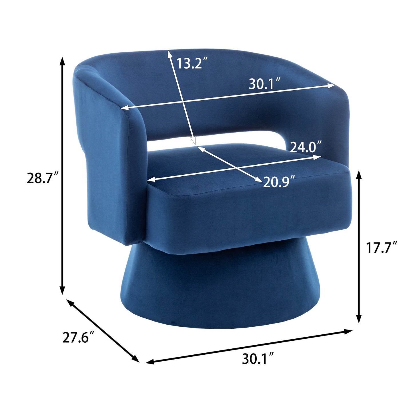 Swivel Barrel Chair, Velvet Accent Armchair 360 Degree Swivel Club Chair for Living Room Bedroom Reception Room - Korvel