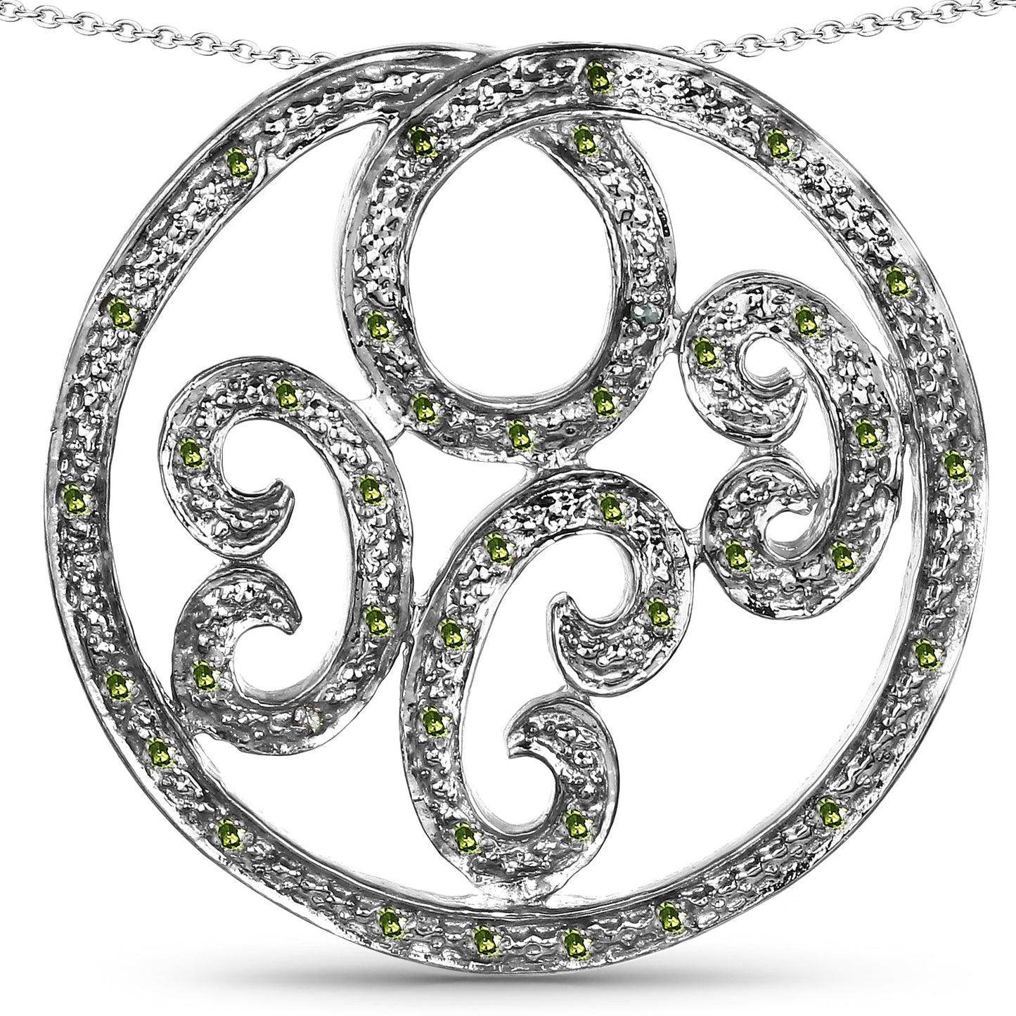 Pendentif en diamant vert véritable de 0,22 carat en argent sterling