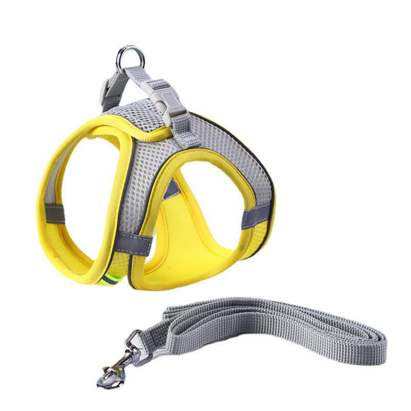 Adjustable Reflective Breathable Mesh Pet Harness for Cats and Dogs with Leash for Outdoor Use - Korvel