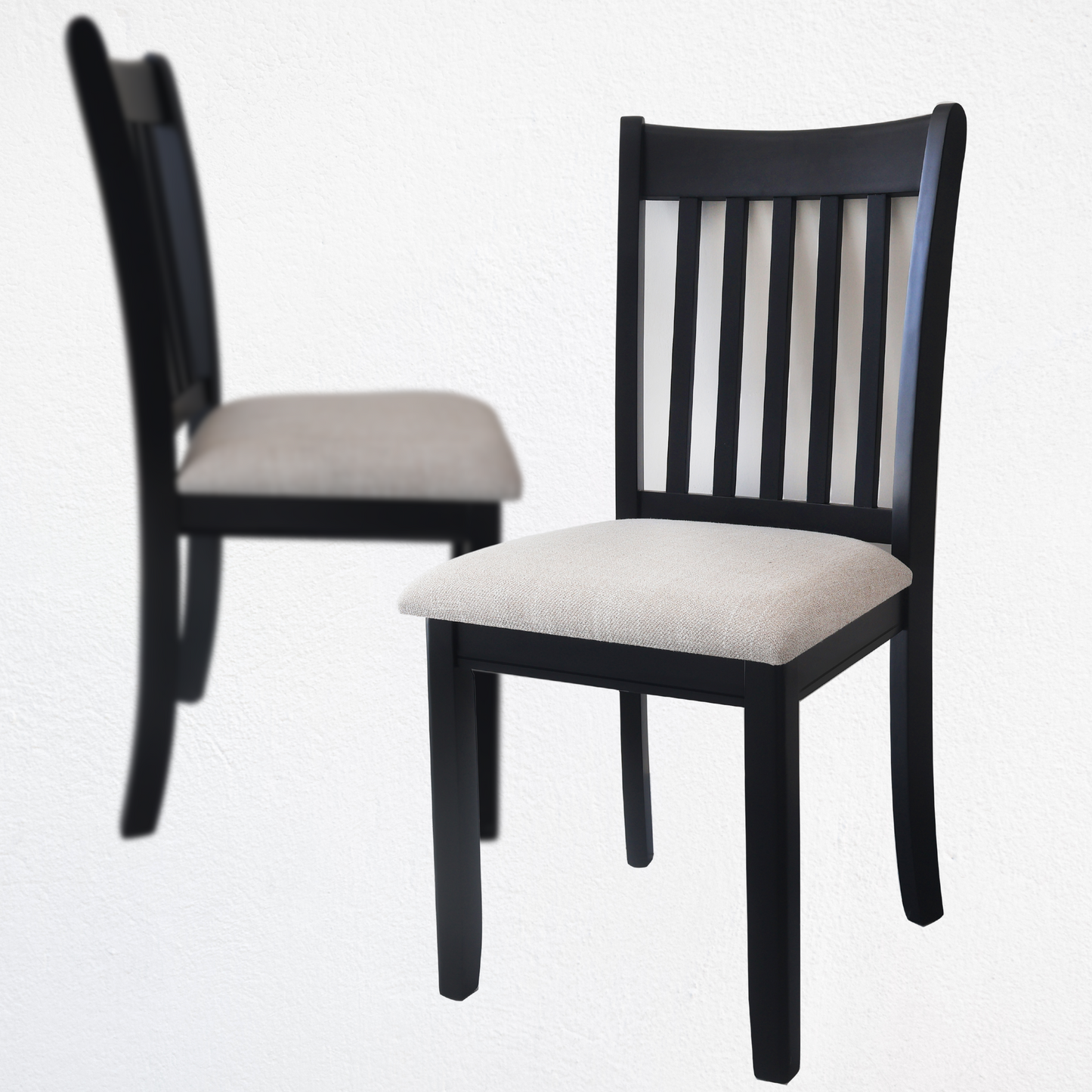 Juego de 2 Sillas de Comedor Negras Tapizadas para Cocina de Estilo Campestre