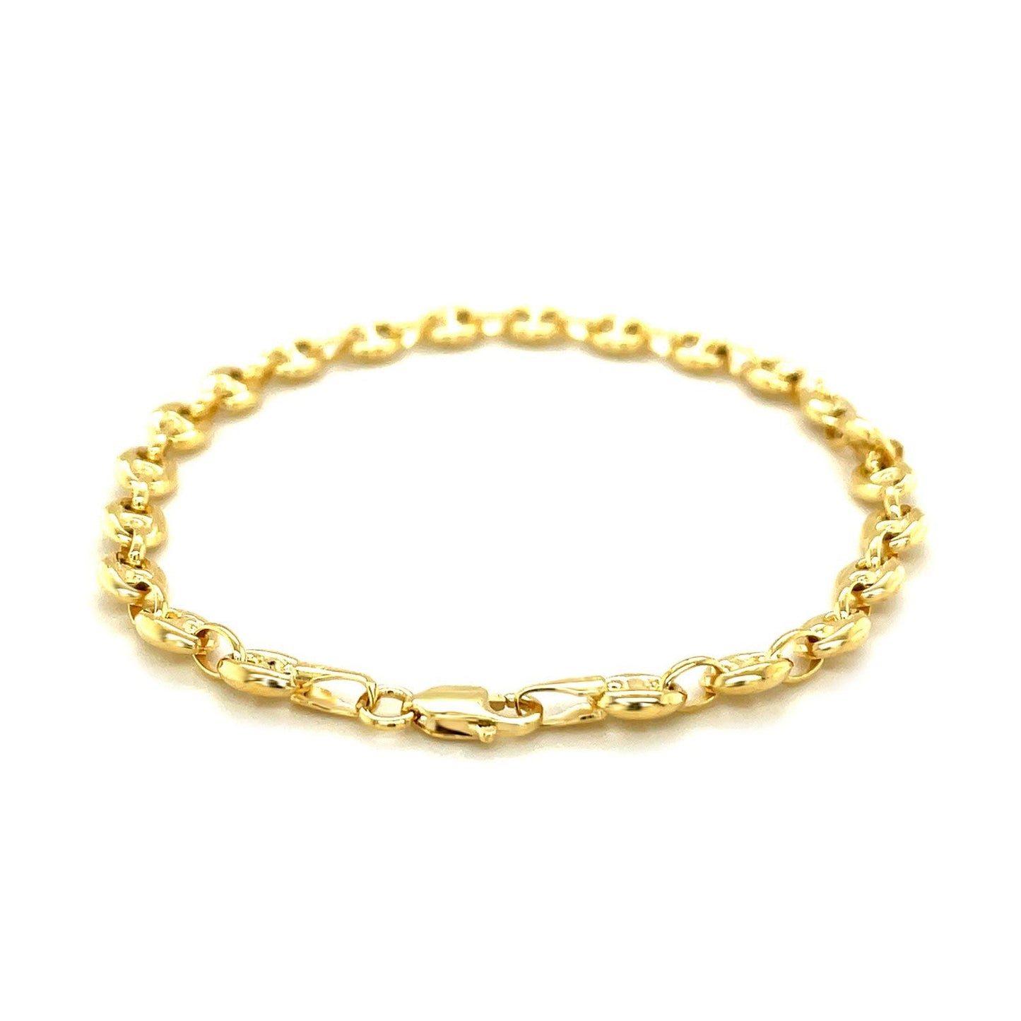 14k Yellow Gold Puffed Mariner Link Bracelet - 4.7mm