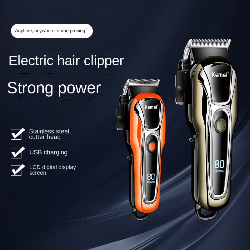 KM-1990PG Hair Clipper Electric Shaving Head High Power LCD Digital Display Electric Pushing Hair Salon Special - Korvel