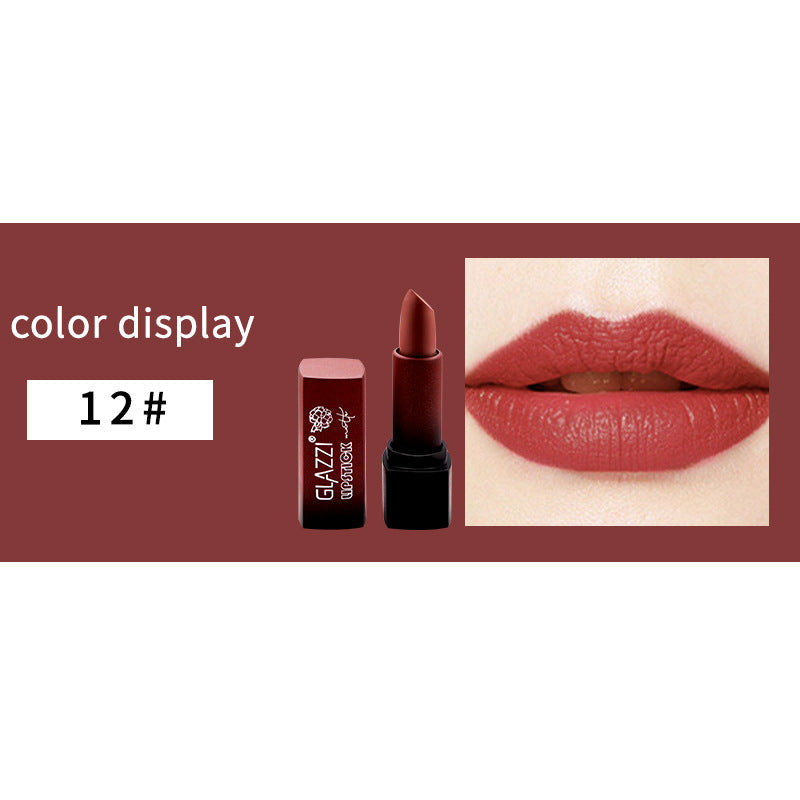 Small Square Tube Matte Matte Not Easy To Fall Off Lipstick Smooth Moisturizing Not Pull Dry Lasting Color Portable Lipstick Makeup - Korvel