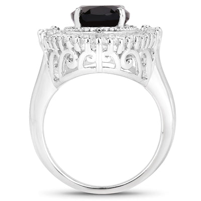 8.12 Carat Smoky Quartz & White Topaz Sterling Silver Ring