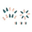 Almond Fake Nails with Green Leaves Design Elliptic Acrylic False Nails Wearable French Press on Nail Manicure Tips - Korvel