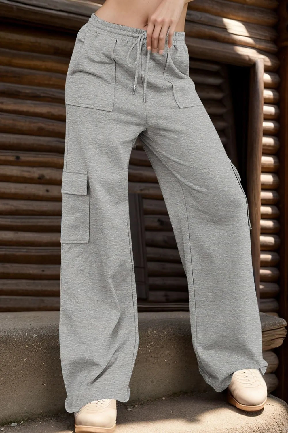 Pantalones Activos con Cuerda y Bolsillos