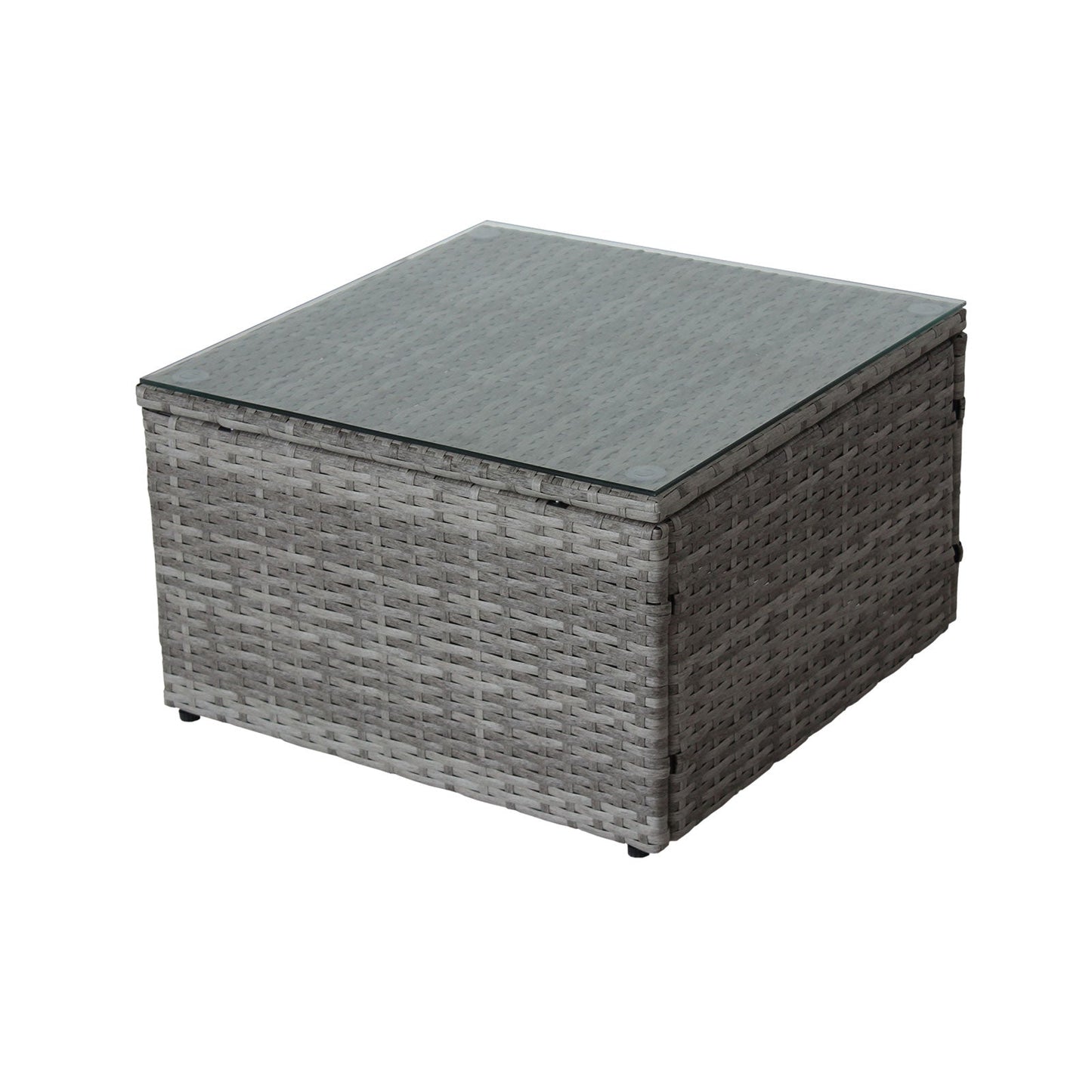 Ensemble de canapé d'extérieur en rotin gris en 4 pièces avec boîte de rangement