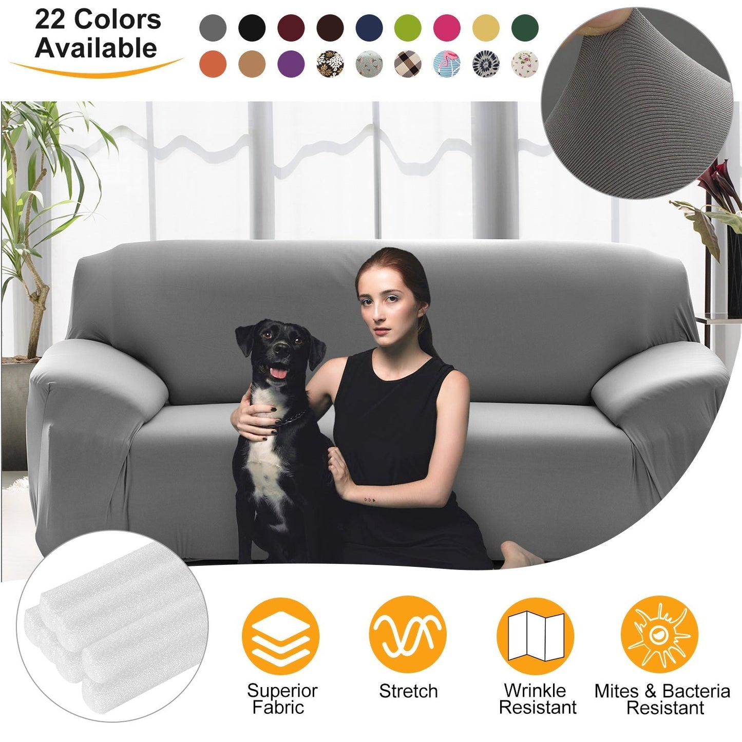 Premium Printed Stretch Sofa Cover - Soft Polyester Protector