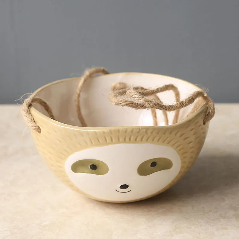 1Pcs Ceramic Hanging Plant Pots Scindapsus Chlorophytum Hanging Flower Basket Flower Pot Cartoons Animal Vase Garden Decoration - Korvel