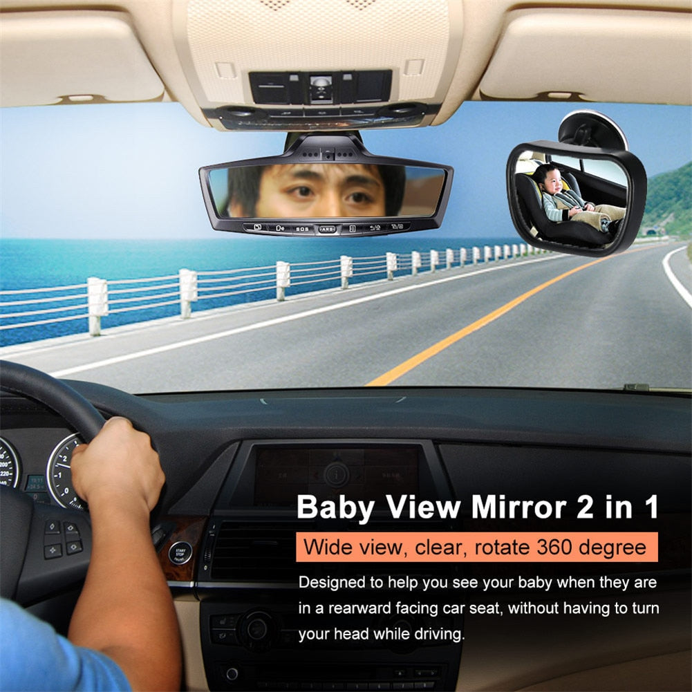 2 in 1 Mini Safety Car Back Seat Baby View Mirror Adjustable Baby Rear Convex Mirror Car Baby Kids Monitor - Korvel