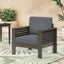 Outdoor Acacia Wood Club Chairs with Cushions, Dark Gray, 27.75"D x 32"W x 27.75"H - Korvel