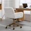 Chaise de bureau ajustable beige avec base en métal doré