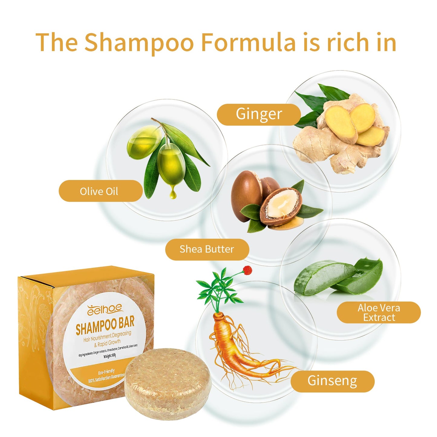 Shampoo Bar, Solid Hair Tight Hair Anti-Loss Soft Repair Hair End Dry Damaged Shampoo Soap - Korvel