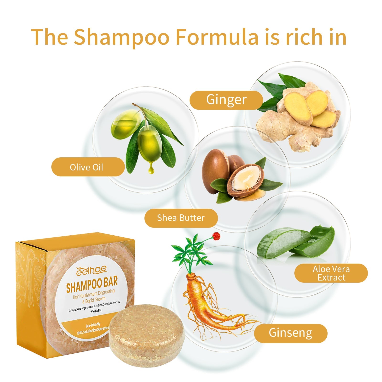 Shampoo Bar, Solid Hair Tight Hair Anti-Loss Soft Repair Hair End Dry Damaged Shampoo Soap - Korvel
