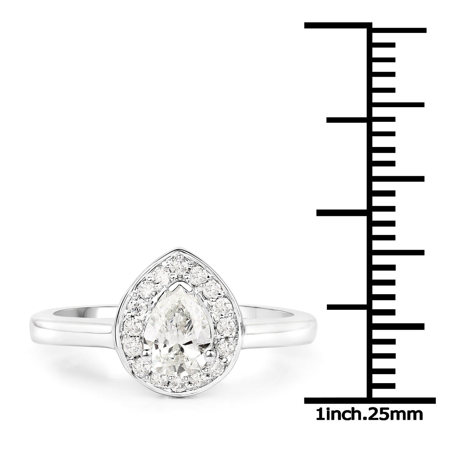 Anillo de Compromiso de Diamante Genuino de 0.64 Quilates en Oro Blanco de 14K