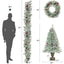 Pre-lit Xmas Tree Artificial Christmas 4-Piece Set,Garland, Wreath and Set of 2 Entrance Trees X-mas - Korvel
