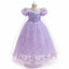 Frozen 2 Elsa Princess Dress Purple Bubble Sleeves Pearl Mesh Girls' Cosplay Dress Performance Dress - Korvel