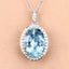9.59 Carat Genuine Aquamarine and Diamond Pendant in 14K White Gold