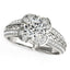 Round Diamond Floral Motif Engagement Ring in 14k White Gold