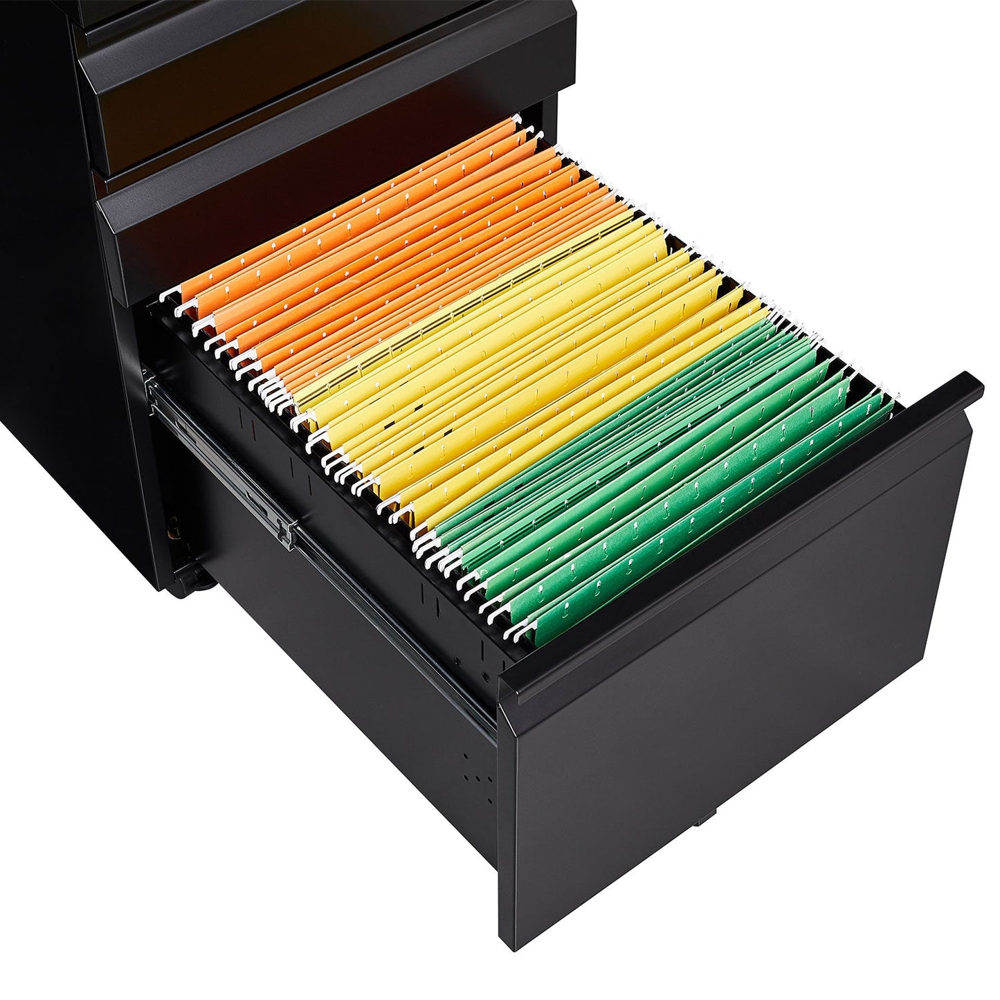 Locked three drawer storage mobile metal filing cabinet with pre installed wheels under the desk filing cabinet - Korvel