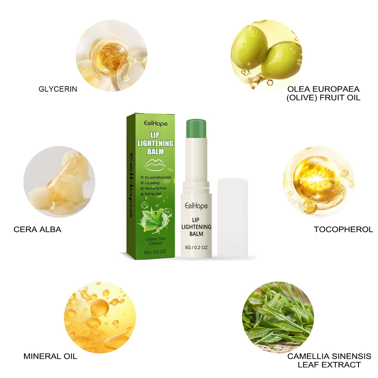 EelHope Lip Lightening Balm, It Moisturizes Fade Lip Lines To Prevent Weather-Shack Dead Skin Moisturizing Lip Care - Korvel