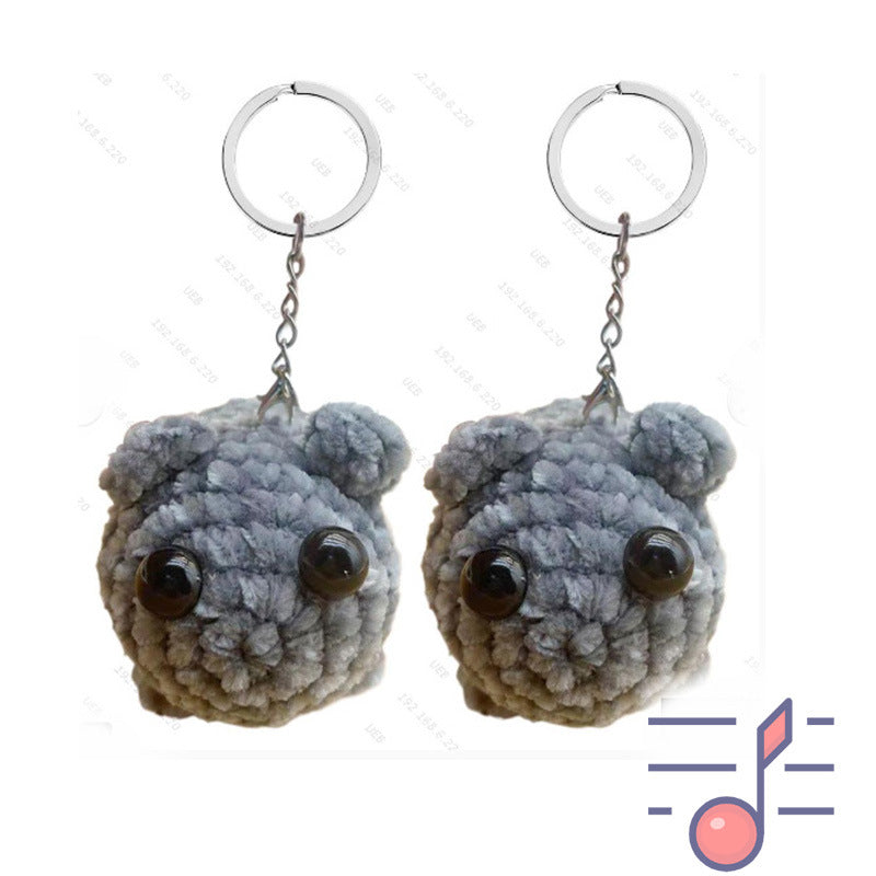 Chenille singing sad hamster keychain pendant Hamster emotional comfort doll - Korvel