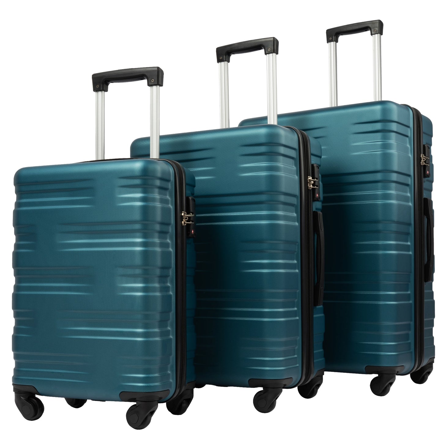 Hardshell Luggage Sets 3 Pcs Spinner Suitcase with TSA Lock Lightweight 20''24''28'' Navy + ABS - Korvel